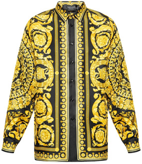 Versace Zijden overhemd Versace , Yellow , Heren - Xl,L,M,S