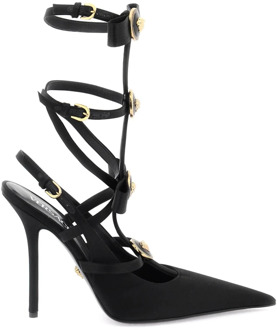 Versace Zijden slingback pumps met strikken Versace , Black , Dames - 40 Eu,36 Eu,37 Eu,38 EU