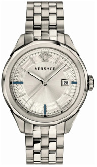 Versace Zilveren Roestvrijstalen Horloge met Saffierglas Versace , Gray , Heren - ONE Size
