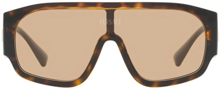 Versace Zonnebril met kussen vorm, lichtbruine lens en havana montuur Versace , Brown , Unisex - ONE Size