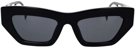 Versace Zonnebril met onregelmatige vorm, donkergrijze lens en zwart montuur Versace , Black , Unisex - 53 MM