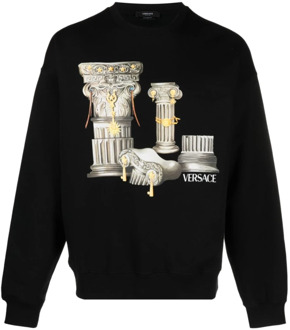 Versace Zwart Grafisch Print Sweatshirt Versace , Black , Heren