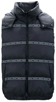 Versace Zwart Polyester Vest met Logo Details Versace , Black , Dames - 2Xl,Xl,L