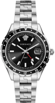 Versace Zwart Stalen Quartz Horloge, 5Atm Versace , Gray , Heren - ONE Size