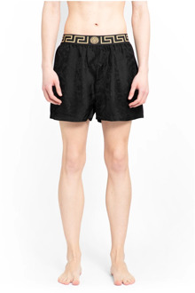 Versace Zwarte Barocco Print Pyjama Shorts Versace , Black , Heren - 2Xl,Xl