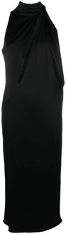 Versace Zwarte Geplooide Mouwloze Jurk Versace , Black , Dames - S,Xs