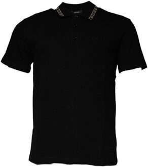 Versace Zwarte Greca Poloshirt - maat EU 52
