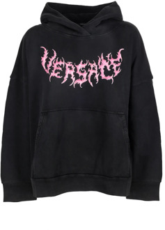 Versace Zwarte hoodie - Regular Fit - 100% katoen Versace , Black , Dames - S,Xs,2Xs