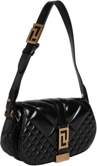 Versace Zwarte Kalfsleer Gequiltte Schoudertas - maat
