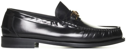 Versace Zwarte Leren Loafers Slip-On Stijl Versace , Black , Heren - 42 Eu,44 Eu,45 Eu,40 Eu,41 EU