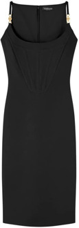 Versace Zwarte mouwloze jurk met Medusa 95 hardware Versace , Black , Dames - S,Xs
