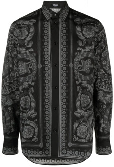 Versace Zwarte Overhemden voor Heren Versace , Black , Heren - 2Xl,Xl,L,M
