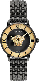 Versace Zwarte Roestvrijstalen Medusa Horloge Versace , Black , Dames - ONE Size