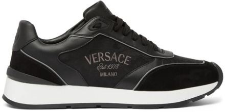 Versace Zwarte Sneakers Versace , Black , Heren - 41 Eu,41 1/2 Eu,43 Eu,42 Eu,42 1/2 Eu,44 EU