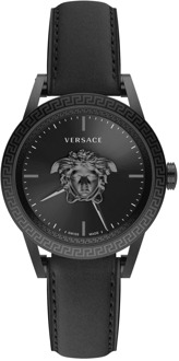 Versace Zwarte Stalen Herenhorloge Versace , Black , Heren - ONE Size