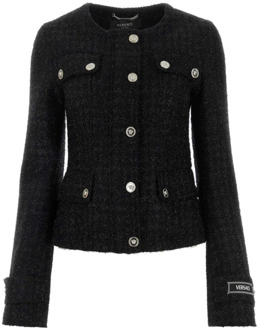 Versace Zwarte tweed blazer Versace , Black , Dames - Xs,2Xs