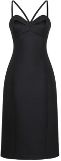 Versace Zwarte Wol Cocktailjurk Aw23 Versace , Black , Dames - XS