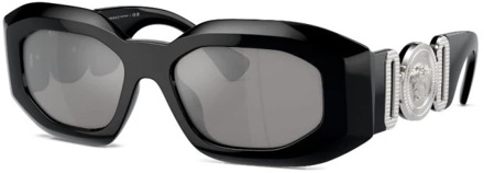 Versace Zwarte Zonnebril met Originele Hoes Versace , Black , Heren - 53 MM