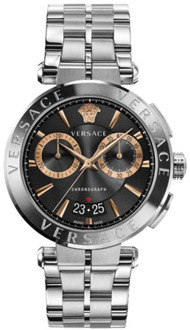 Versace Zwitserse Chronograaf Roestvrijstalen Horloge Versace , Gray , Heren - ONE Size