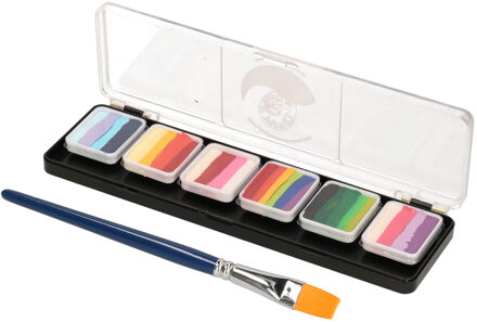 Verschillende kleuren schminkpalet - met penseel - kinderen/volwassenen