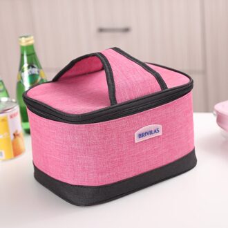 Verse Koeler Tassen Grote Capaciteit Waterdichte Oxford Draagbare Rits Thermische Lunch Tassen Voor Vrouwen Lunchbox Tote Picknick Voedsel Zakken heet roze