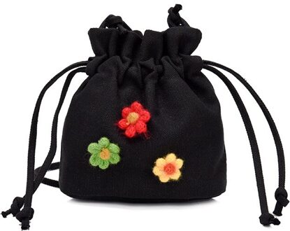 Verse Slung Canvas Tas Eenvoudige Op De Kleine Tas Vrouwelijke Buitenlandse Meisje Schoudertas zwart