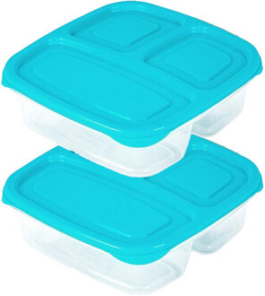 Vershoudbakje - 2x - 3-vaks - 1,2L - meal prep - herbruikbaar - blauw