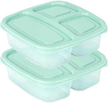 Vershoudbakje - 2x - 3-vaks - 1,2L - meal prep - herbruikbaar - mint groen