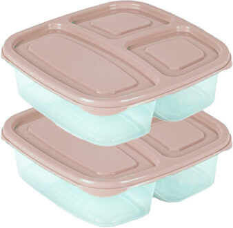 Vershoudbakje - 2x - 3-vaks - 1,2L - meal prep - herbruikbaar - taupe