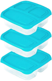 Vershoudbakje - 3x - 3-vaks - 1,2L - meal prep - herbruikbaar - blauw