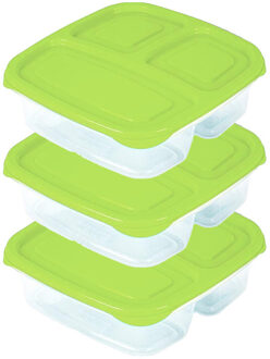 Vershoudbakje - 3x - 3-vaks - 1,2L - meal prep - herbruikbaar - groen