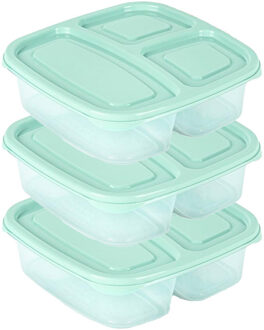 Vershoudbakje - 3x - 3-vaks - 1,2L - meal prep - herbruikbaar - mint groen