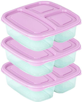 Vershoudbakje - 3x - 3-vaks - 1,2L - meal prep - herbruikbaar - roze