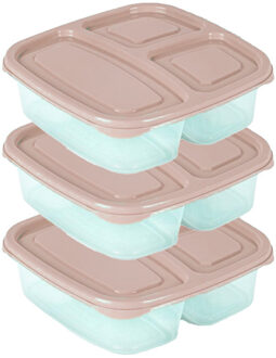 Vershoudbakje - 3x - 3-vaks - 1,2L - meal prep - herbruikbaar - taupe