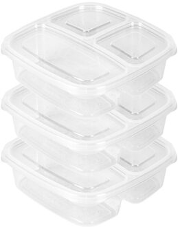 Vershoudbakje - 3x - 3-vaks - 1,2L - meal prep - herbruikbaar - transparant