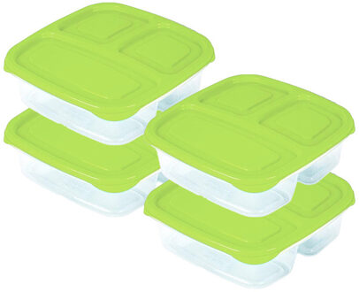 Vershoudbakje - 4x - 3-vaks - 1,2L - meal prep - herbruikbaar - groen