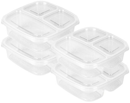 Vershoudbakje - 4x - 3-vaks - 1,2L - meal prep - herbruikbaar - transparant