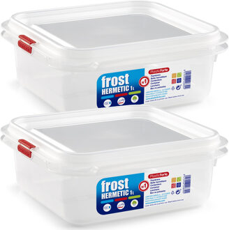 Vershoudbakje - 5x - met deksel - 17 x 16 x 7 cm - 1L - meal prep bakjes