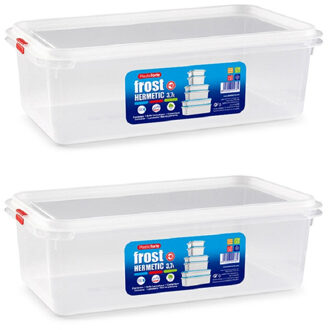 Vershoudbakje - 6x - met deksel - 32 x 18 x 10 cm - 3.7L - meal prep bakjes