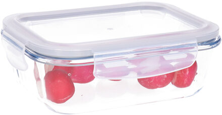 Vershoudbakje/lunchbox - luchtdicht - met clips - glas - 17 x 13 cm - 630ml