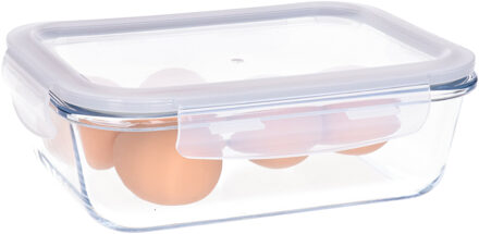Vershoudbakje/lunchbox - luchtdicht - met clips - glas - 23 x 17 cm - 1500 ml