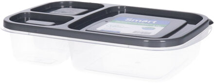Vershoudbakjes - 1.15L - 3-vaks - 23 cm - mealprep - bewaarbakjes - antraciet