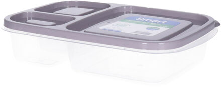 Vershoudbakjes - 1.15L - 3-vaks - 23 cm - mealprep - bewaarbakjes - grijs