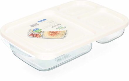 Vershoudbakjes - 1.15L - 3-vaks - 23 cm - mealprep - bewaarbakjes - wit