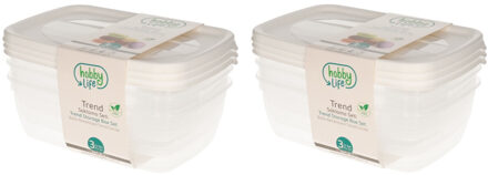 Vershoudbakjes - 6x stuks - 1,2 liter - wit - voorraadbakjes met deksel