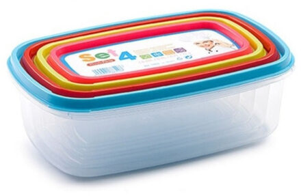 Vershoudbakjes - set van 4x - diverse formaten - voorraadbakjes met deksel