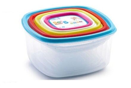 Vershoudbakjes - set van 5x - diverse formaten - voorraadbakjes met deksel