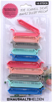 Vershoudclips - 10x - kleurenmix - kunststof - 6 en 8 cm