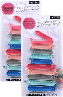 Vershoudclips - 20x - kleurenmix - kunststof - 6 en 8 cm