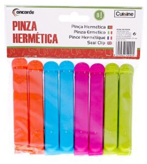 Vershoudclips - 8x - felle kleurenmix - kunststof - 11,5 cm - Vershoudknijpers